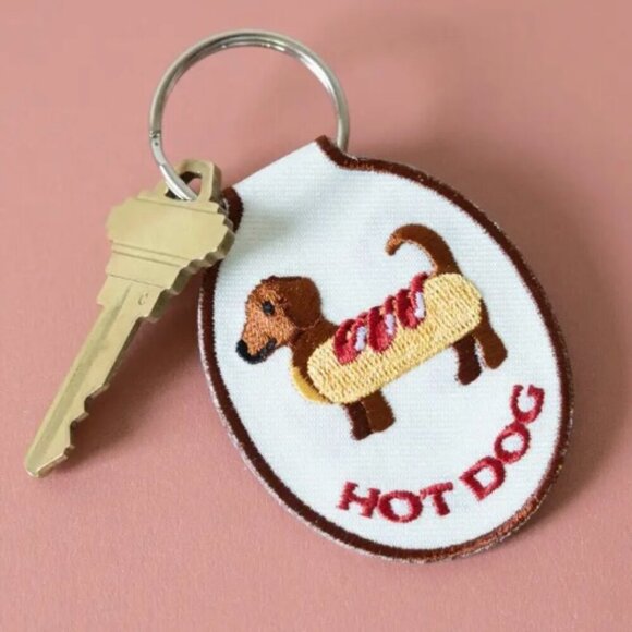 HOT DOG EMBROIDERED KEY CHAIN - Picture 1 of 1
